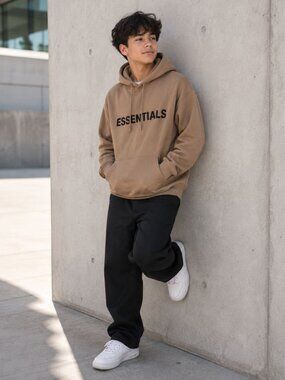 ESSENTIALS Fear of God Essentials Kids Hoodie XL Brown Streetwear Minimalist